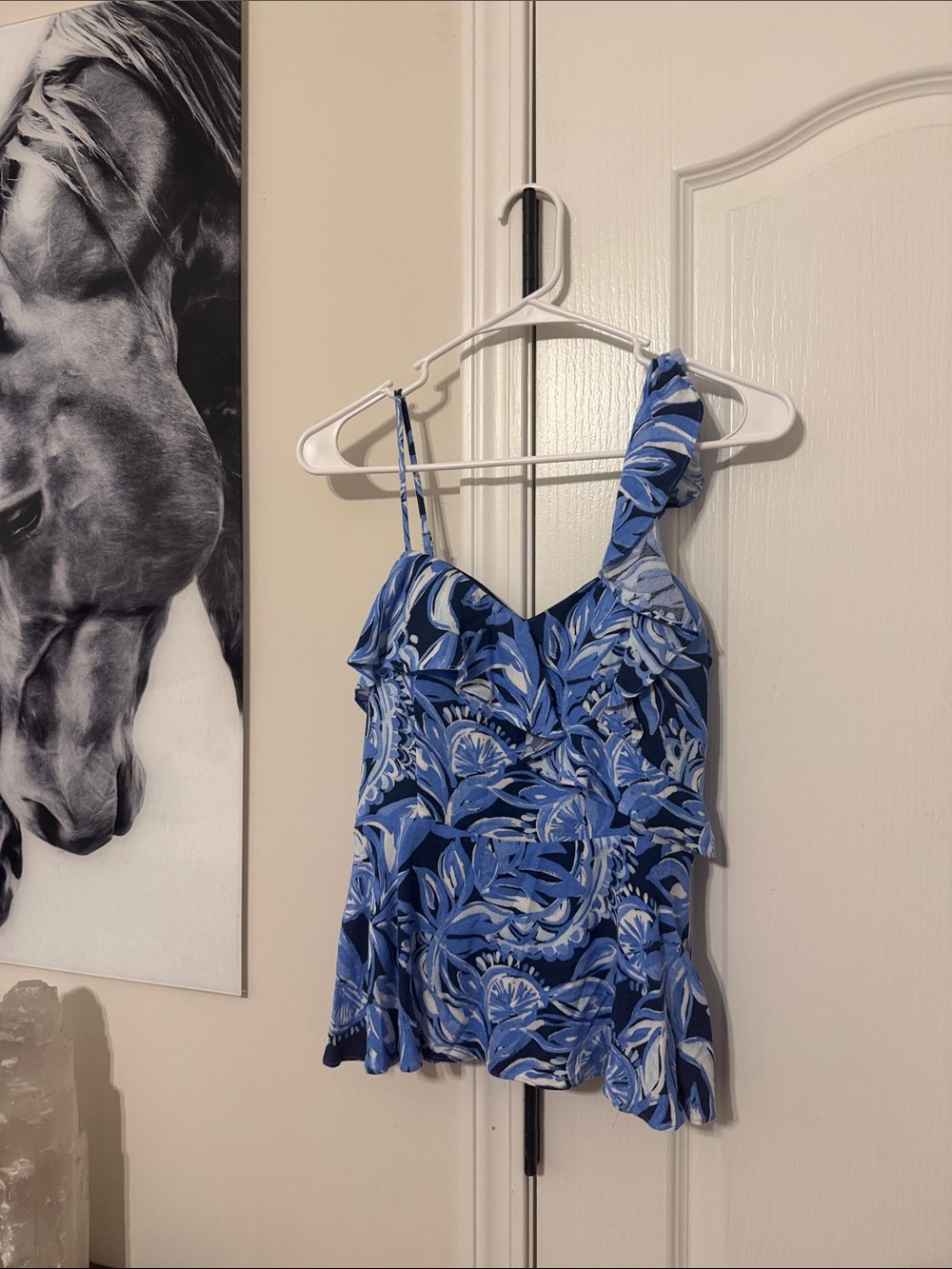 Lilly Pulitzer Blue Floral Ruffle Cami Top - Women
